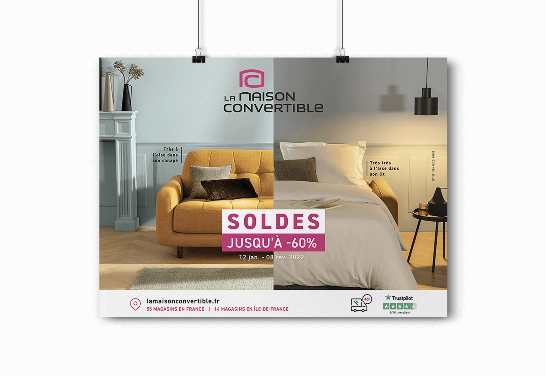 Affiche publicitaire pour l'enseigne La Maison Convertible