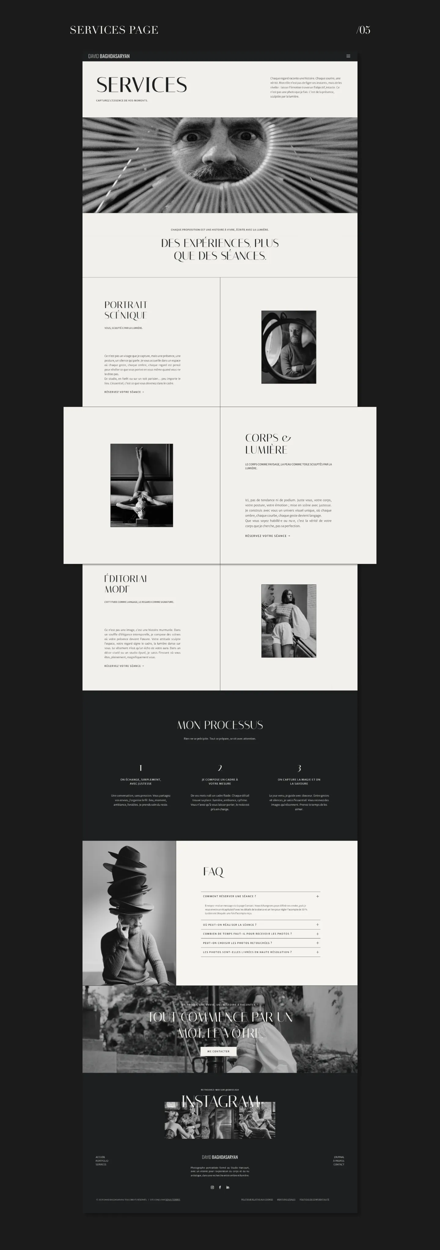 Presentation des maquettes du portfolio digital du photographe David Baghdasaryan