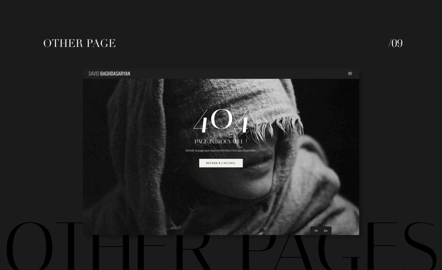 Presentation des maquettes du portfolio digital du photographe David Baghdasaryan