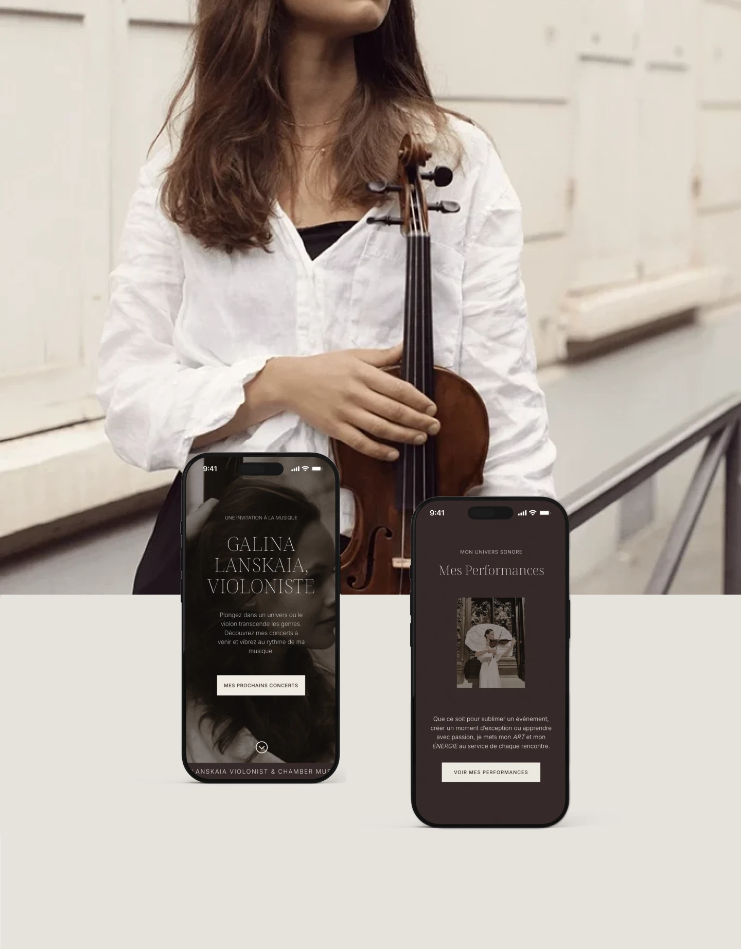 Presentation des maquettes du site web de d'une violoniste