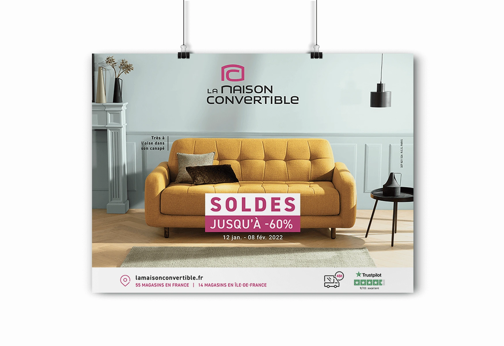 Affiche publicitaire pour l'enseigne La Maison Convertible