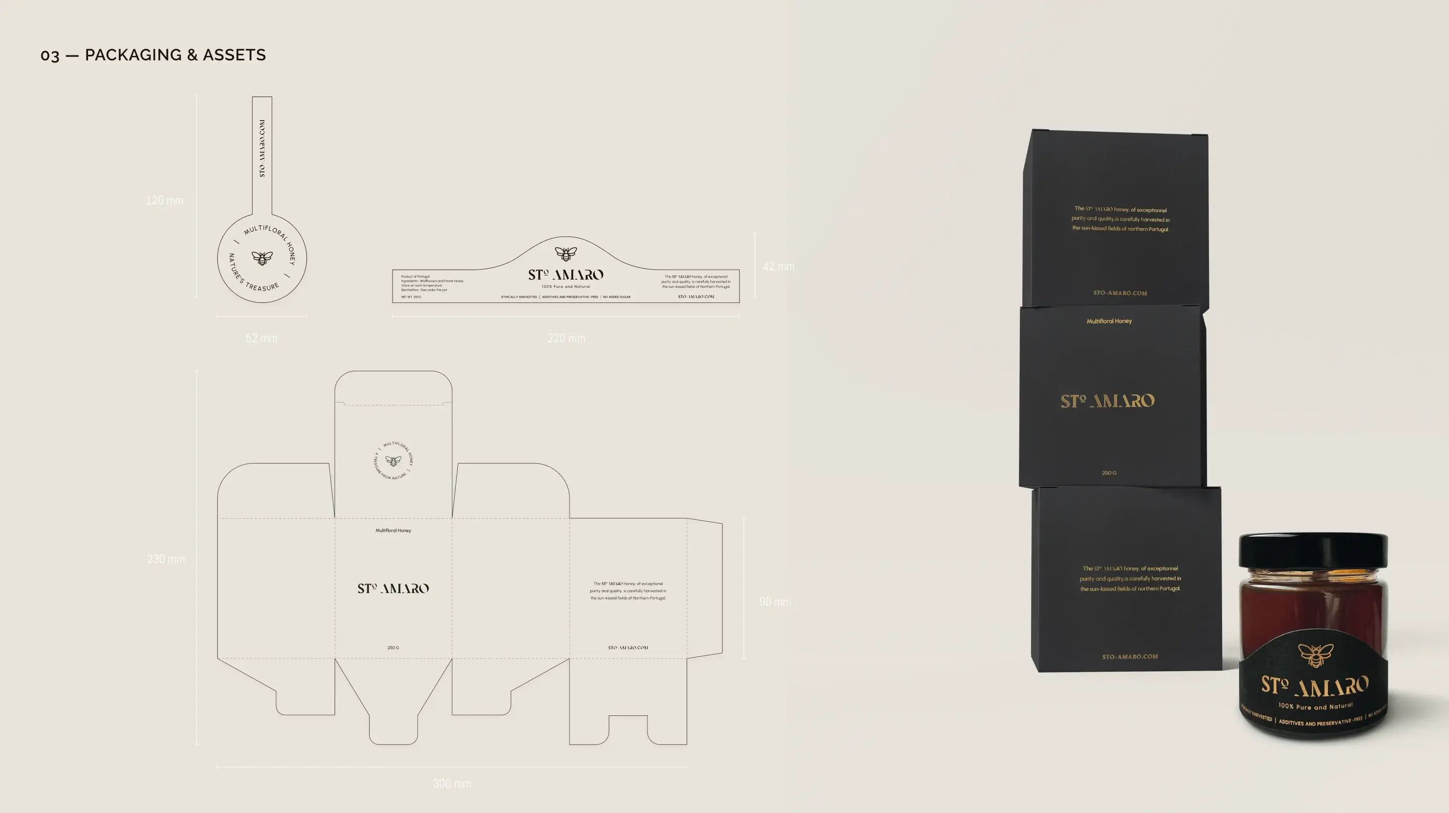 Plans techniques et maquettes du packaging miel