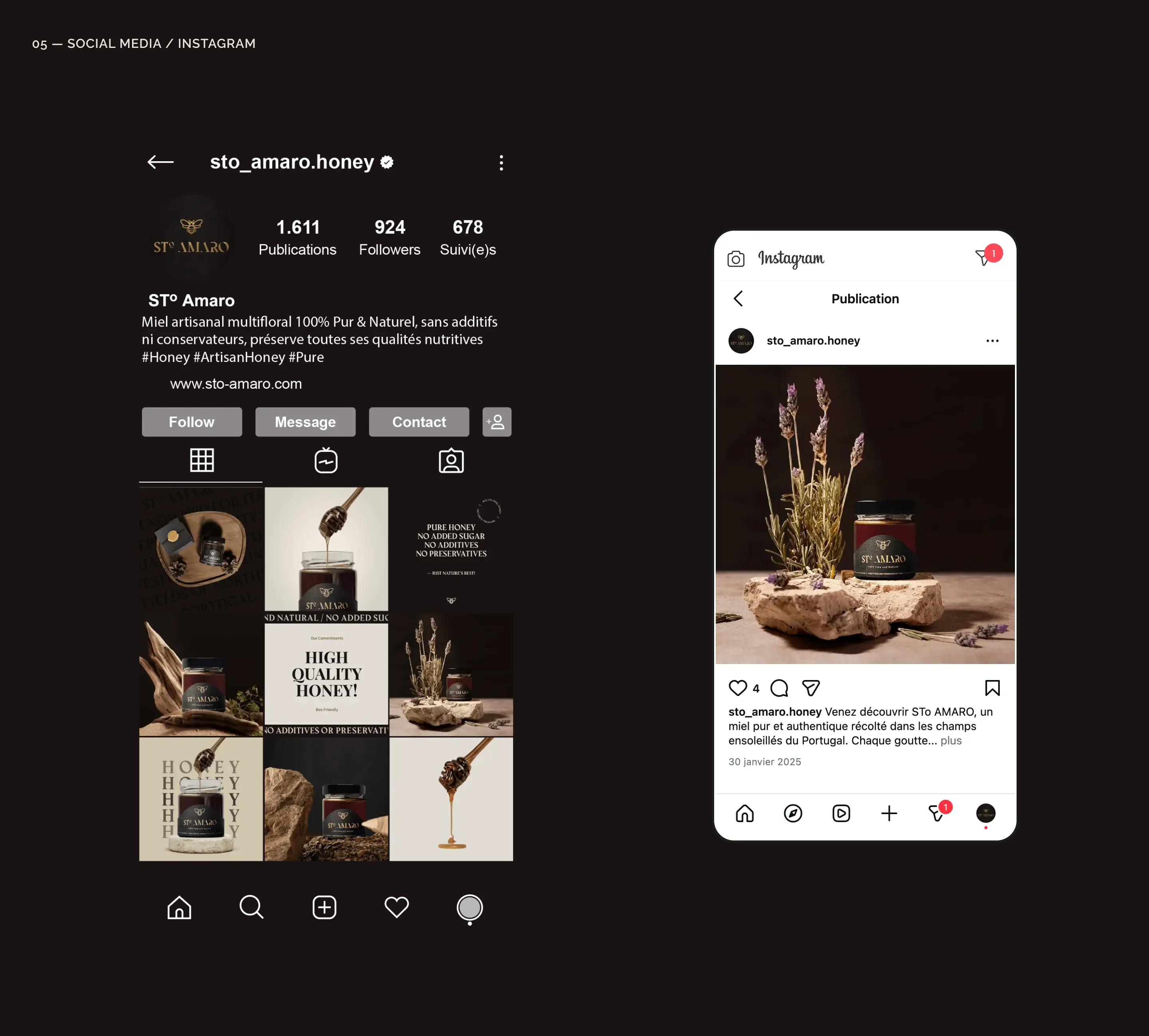 Direction artistique et template pour le feed Instagram Sto Amaro